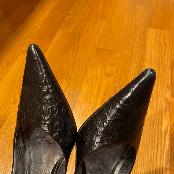 Nine West vintage genuine leather pointy strappy heels with embossed patterns - Picture 6 of 8
